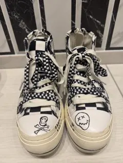 チェッカーパターン ハイカットスニーカー