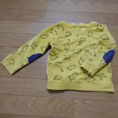 男児95cm恐竜柄厚手長袖Tシャツ薄手トレーナーKidsRusからし色イエロー