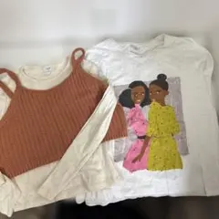 ZARA ガール　プリント長袖カットソー　ニットキャミ　アンサンブル　セット