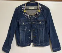 【極美品】Chesty 襟元ビジュー＆ゴールドブレード 華やかデニムジャケット
