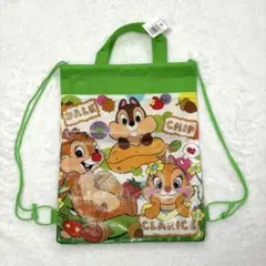 ディズニー 2WAYバッグ ナップサック トート チップとデール 緑 新品