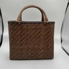 ほぼ未使用品 LUCCI ルッチ イタリア製 天然素材×本革 ハンドバッグ 