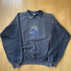 WEK スウェット 襟付き フェード USA製 グレー 90s 短丈