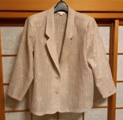 古着、Frohlich 花柄レース模様 シースルージャケット ベージュ