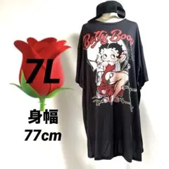 新品【７Ｌ大きいサイズ】Betty Boop ストレッチ膝丈チュニックワンピースのサムネイル