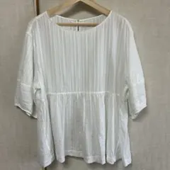 23区 大きいサイズ46 【洗える】カラミブラウス ランタンスリーブ 