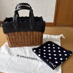 A VACATION アバケーション かごバッグ カゴ ハンドバッグ　ネイビー