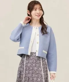 【未使用】ANY SIS バイカラーラメニット カーディガン