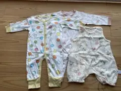 ベビーロンパース 3点セット 6〜9ヶ月 女の子 花柄 ドット柄 未使用