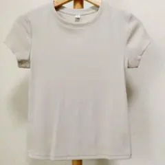 未使用　GU リブ編み半袖Tシャツ　ベージュ　Sサイズ