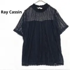 Ray Cassin 総レースブラウス 黒 ハイネック 半袖 シアー感 L005のサムネイル