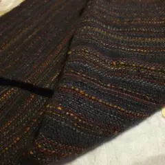 まとめ買い割引★ 透かし編み 黒とオレンジのストライプ生地約90×約200