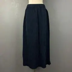 日本製 HIROKO BIS ヒロココシノ プリーツスカート 無地 紺 15AB