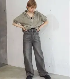 ラインストーンワイドパンツ