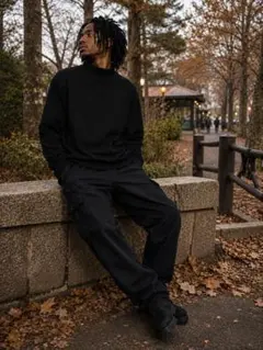 00‘s⭐️OLD UNIQLOオールドユニクロ⭐️モックネックニット ⭐️XL⭐️黒‼️のサムネイル