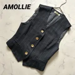 【アモリエ】ピンストライプ ベスト 高級感 スタイルアップ カジュアル オフィス