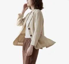 ジャケット レディース 夏 春フォーマル テーラードジャケット薄手 綿麻のサムネイル