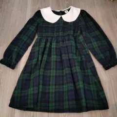 緑と黒のチェック柄フォーマルワンピース 6Y　SHEIN