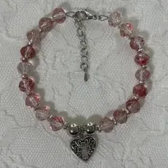 十字架クロス赤ハンドメイドブレスレットY2Kフェアリーグランジウィッシュコア