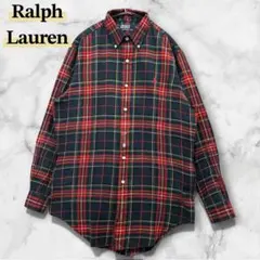 【極美品】【希少】ラルフローレン 定番チェックBDシャツ M size 赤刺繍