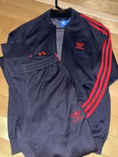 adidasジャージセットアップ Mサイズ ネイビー/レッド