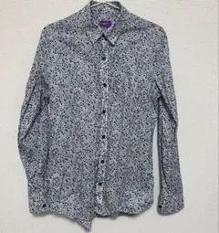 LIBERTY 花柄 長袖シャツ 青　リバティのサムネイル