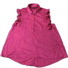 大人気完売 ZARA フリルデザイン Aライン シャツブラウス ピンク L