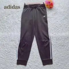 アディダス【XS】 黒ジャージパンツ サイドストライプ　ランニング　スポーツ