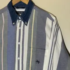 NAUTICA ノーティカ デニム襟 ストライプシャツ US襟デニムXXL