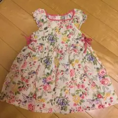 花柄フリル袖ワンピース 97cm 綿100%