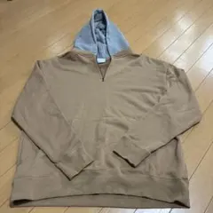 ブラウン/グレー フード付きパーカー Lサイズ