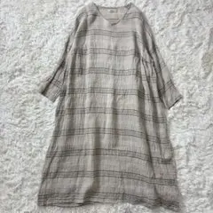 美品】ICHI/イチアンティークス/ストレッチリネンボーダーワンピース
