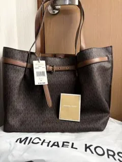 美品 MICHAEL KORS MK総柄 トートバッグ ダークブラウン 大容量 - メルカリ