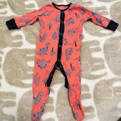 ネクストベビー　恐竜柄ロンパース コーラルピンク