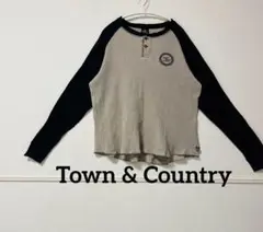 Town & Country ラグランワッフルヘンリーネックTシャツ ビンテージ