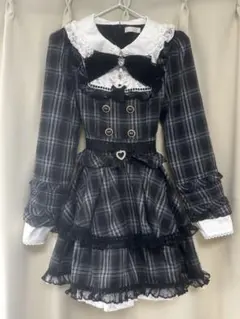 LIZLISA ワンピース 黒 量産型 セットアップ ♡2024♡Spring♡ *⑅୨୧ ダブルハートラッフルワンピース୨୧