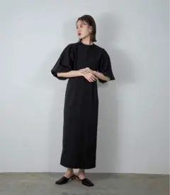 ロングワンピース 七分袖 ブラックのサムネイル