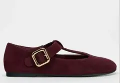 ZARA スエード バックルバレリーナシューズ 38