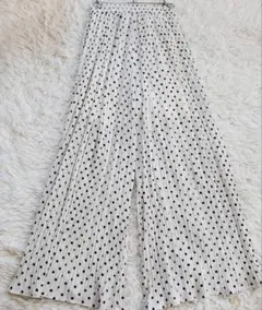 フィフス ワイドパンツ ドット柄 プリーツ 黒 白（M） ウエストゴム ゆったり