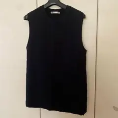 ikka ネイビー 編み込みニットベスト M