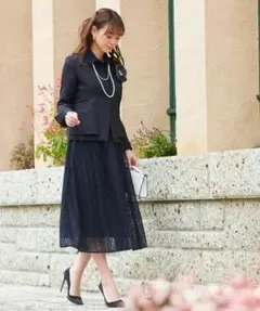 RUIRUE フォーマル セットアップ レースワンピース ジャケット ネイビー