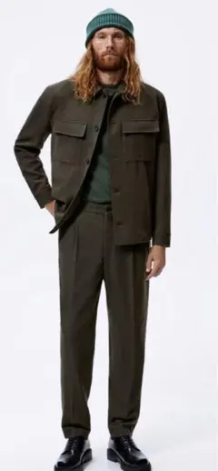 【新品未使用】ザラ ZARA プリーツウールブレンドパンツ メンズ 36 XL