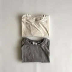 【ZARA】長袖カットソー 2枚セット アイボリー グレー