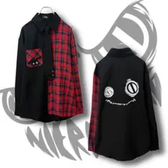 FACE DESIGN TWO-TONE CHECKED SHIRT