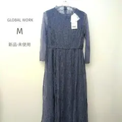 新品 ロングドレス 総レース 2セット M ブルーグレー 結婚式