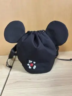 ディズニー ミッキーマウス耳付き巾着バッグ 黒