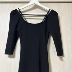 ブラックリブ編みニットワンピース　snidel