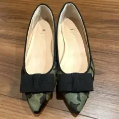 DIANA 美品 ハラコ タッセル フラットパンプス 23.5 ネイビースエード 
