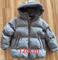 ZARA キッズ　フード付きグレー 中綿コート シームレス120cm