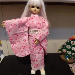 MSD,SDM桜柄ピンク着物ドレス ドール服